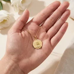Grote Scapuliermedaille Gefacetteerde Rand 18K Geelgoud - 18 mm