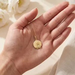Grote Scapuliermedaille Gefacetteerde Rand 18K Geelgoud - 18 mm
