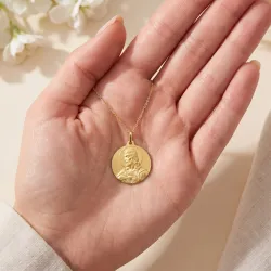 Scapular Medal Plain Edge 18K Yellow Gold - 18 mm