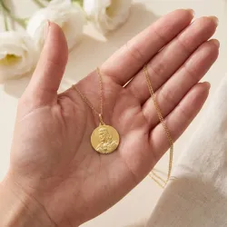 Scapular Medal Plain Edge 18K Yellow Gold - 18 mm