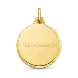 Médaille Vierge du Carmel Bord Facetté Or Jaune 18 Carats - 18 mm