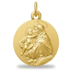 Médaille Saint Antoine de Padoue Or Jaune 18 Carats - 18 mm