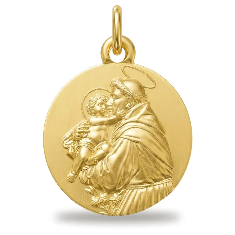 Médaille Saint Antoine de Padoue en Or Jaune 18 Carats