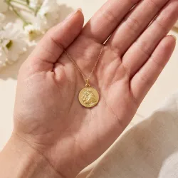 ميدالية القديس أنطونيوس البادواني من الذهب الأصفر عيار 18 - 18 مم