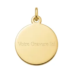 Médaille Colombe sur Disque Martelé Or Jaune 18 Carats - 18 mm