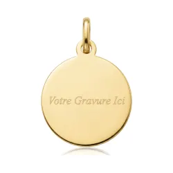 Médaille Calice de Communion Cadre Poli Or Jaune 18 Carats - 14 mm