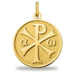 Médaille Chrisme Alpha et Oméga Or Jaune 18 Carats - 18 mm