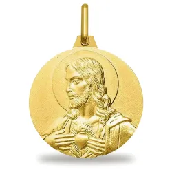 Large Scapular Medal Plain Edge 18K Yellow Gold - 20 mm