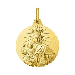 Grande Médaille Scapulaire Bord Lisse Or Jaune 18 Carats - 20 mm