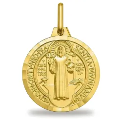 Médaille Saint Benoît Or Jaune 18 Carats - 14 mm