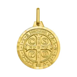Médaille Saint Benoît Or Jaune 18 Carats - 14 mm