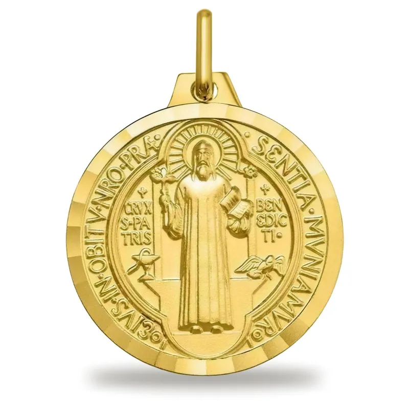 Médaille Saint Benoît 17 mm en Or Jaune 18 Carats