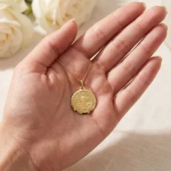Médaille Saint Benoît Or Jaune 18 Carats - 17 mm