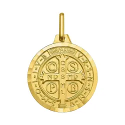 Médaille Saint Benoît Or Jaune 18 Carats - 17 mm