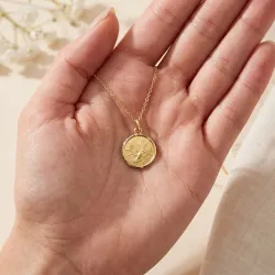 Médaille Colombe du Saint-Esprit Bord Facetté Or Jaune 18 Carats - 14 mm