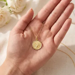 Médaille Colombe du Saint-Esprit Bord Facetté Or Jaune 18 Carats - 14 mm