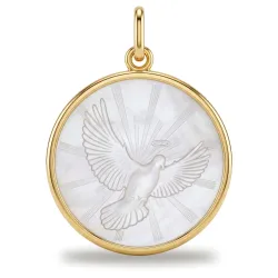 Médaille Colombe du Saint-Esprit Nacre et Or Jaune 18 Carats - 18 mm