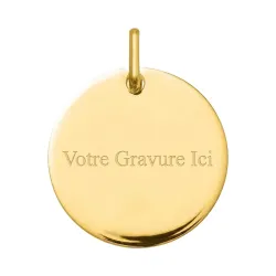 Dove with Olive Branch Polished Disc Medal 18K Yellow Gold - 16 mm