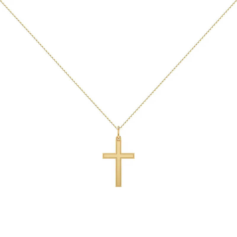 Pendentif Croix Double Filet 20 mm en Or Jaune 18 Carats