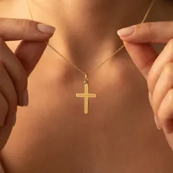 Pendentif Croix Double Filet Or Jaune 18 Carats - 20 x 12 mm
