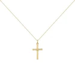 Pendentif Croix Centre Diamanté Or Jaune 18 Carats - 20 x 10 mm