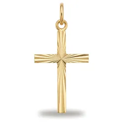 Diamond-Cut Centre Cross Pendant 18K Yellow Gold - 20 x 10 mm