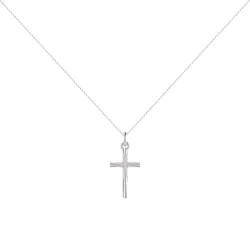 Diamond-Cut Centre Cross Pendant 18K White Gold - 20 x 10 mm