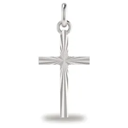 Pendentif Croix Centre Diamanté Or Blanc 18 Carats - 20 x 10 mm