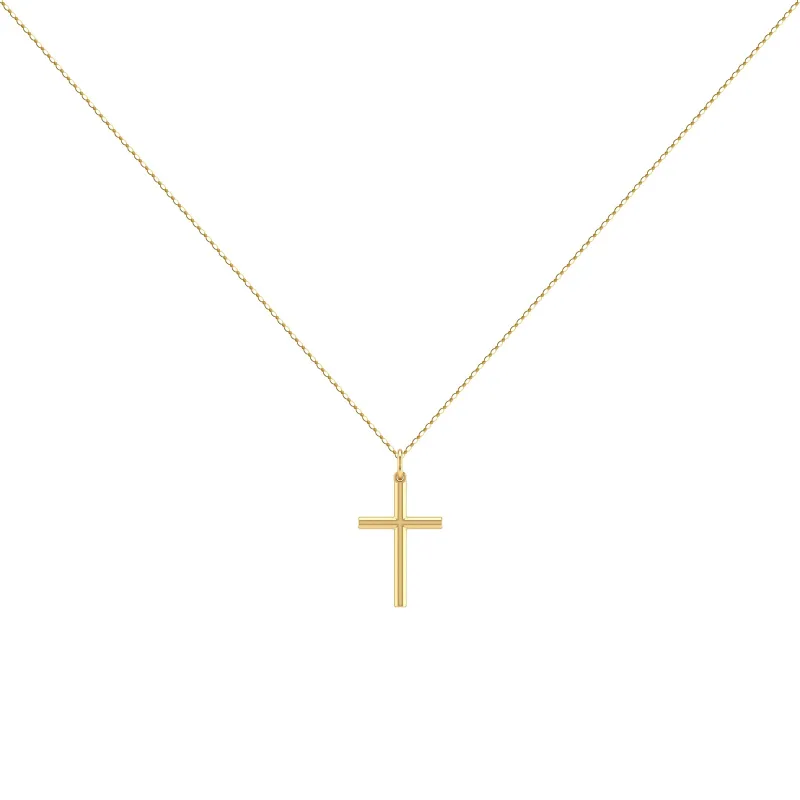 Pendentif Croix Tube 16 mm en Or Jaune 18 Carats