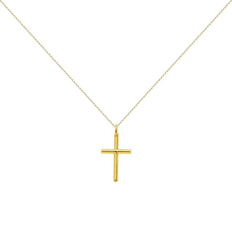 Pendentif Croix Tube 20 mm en Or Jaune 18 Carats