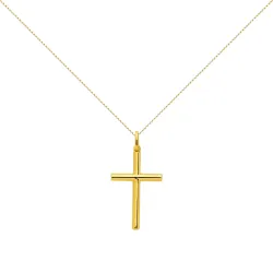 Tube Cross Pendant 18K Yellow Gold - 29 x 17 mm