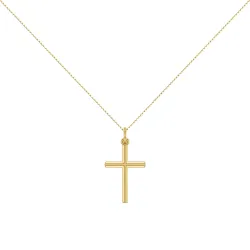 Colgante Cruz Tubo Ancha Oro Amarillo 18K - 24 x 15 mm