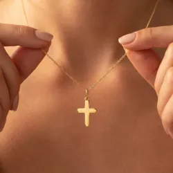 Pendentif Mini Croix Bouts Ronds Or Jaune 18 Carats - 12 x 8 mm