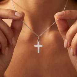 Pendentif Mini Croix Or Blanc 18 Carats - 12 x 8 mm