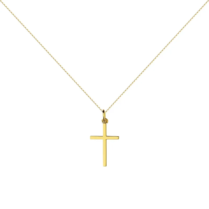 Pendentif Croix Fil Carré 21 mm en Or Jaune 18 Carats
