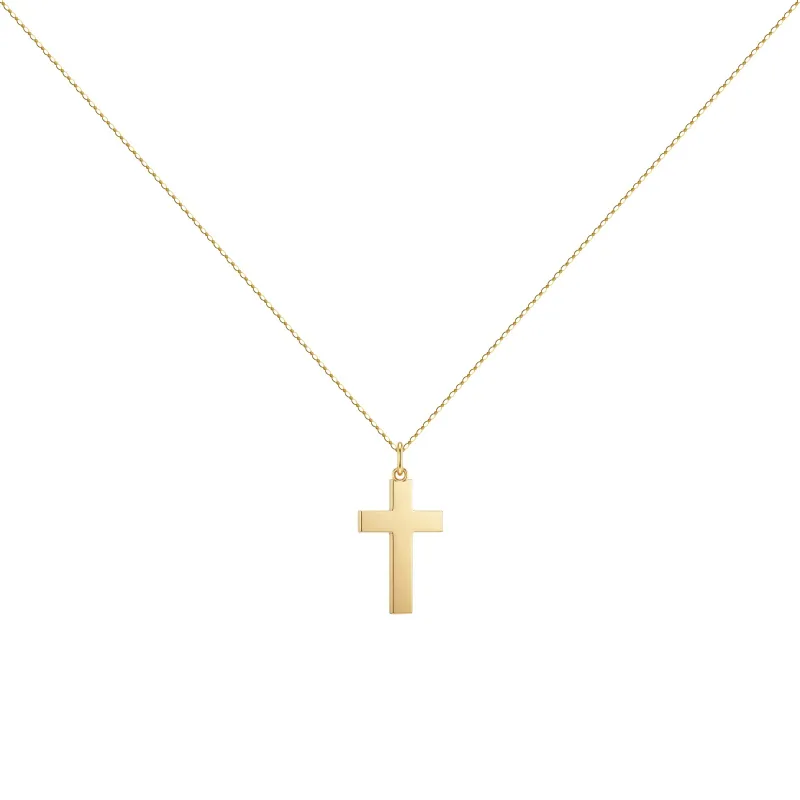 Flat Polished Cross Pendant 18K Yellow Gold - 17 x 8 mm