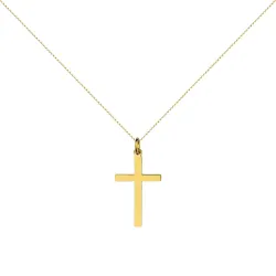 معلّق صليب مسطح عريض من الذهب الأصفر عيار 18 - 26 &times; 14 مم