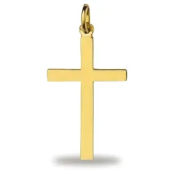 Brede Platte Kruishanger 18K Geelgoud - 26 x 14 mm