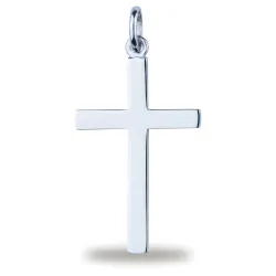 Colgante Cruz Plana Ancha Oro Blanco 18K - 26 x 14 mm