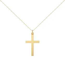 Pendentif Croix Plate Large Or Jaune 18 Carats - 33 x 20 mm