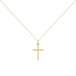 Colgante Cruz Diamantada Oro Amarillo 18K - 21 x 12 mm