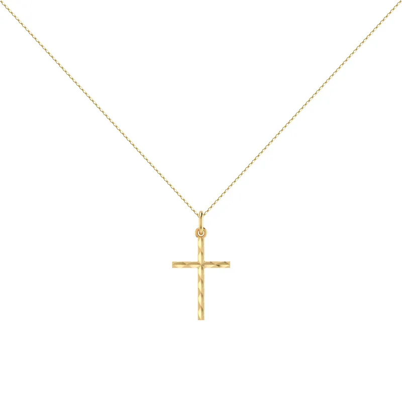 Colgante Cruz Diamantada Oro Amarillo 18K - 21 x 12 mm