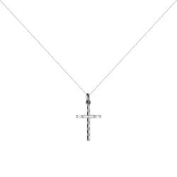 Pendentif Croix Diamantée Or Blanc 18 Carats - 21 x 12 mm