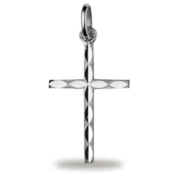 Pendentif Croix Diamantée Or Blanc 18 Carats - 21 x 12 mm