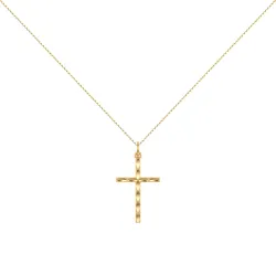 Pendentif Croix Diamantée Or Jaune 18 Carats - 24 x 14 mm