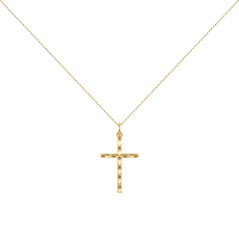 Pendentif Croix Diamantée 24 mm en Or Jaune 18 Carats