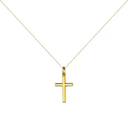 Pendentif Croix Chanfreinée Or Jaune 18 Carats - 21 x 12 mm