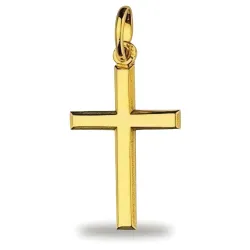 Bevelled Cross Pendant 18K Yellow Gold - 21 x 12 mm