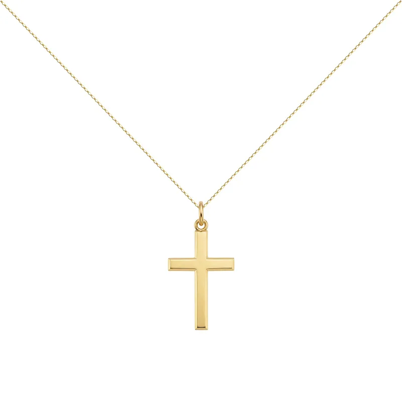Bevelled Cross Pendant 18K Yellow Gold - 25 x 14 mm