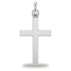 Bevelled Cross Pendant 18K White Gold - 25 x 14 mm